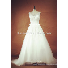 Beautiful Princess See Through Back White Wedding Dresses with Beadings